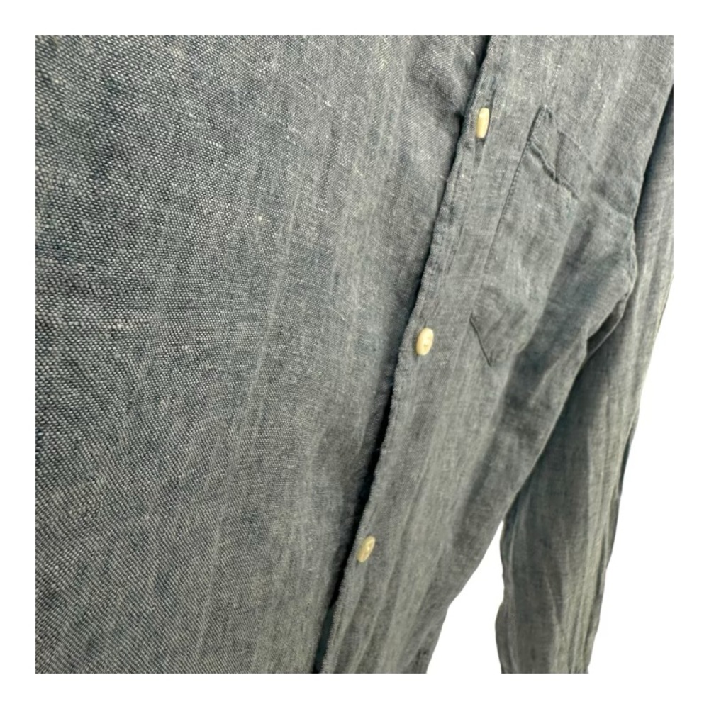 J Crew | Men’s L Large Slim Fit 100% Linen Blue Button Shirt‎ C1575 Preppy - Picture 7 of 10